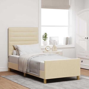 vidaXL Bedframe met hoofdeinde Crème 100 x 200 cm Stof