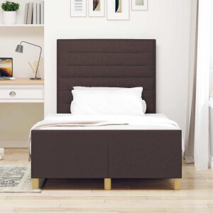 vidaXL Bedframe met hoofdeinde Donkerbruin 120 x 190 cm Stof