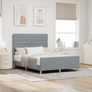 vidaXL Bedframe met hoofdeinde Lichtgrijs 140 x 190 cm Stof