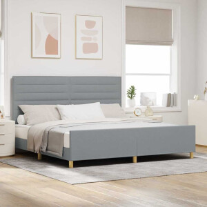 vidaXL Bedframe met hoofdeinde Lichtgrijs 200 x 200 cm Stof