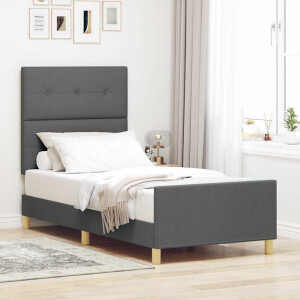 vidaXL Bedframe met hoofdeinde Donkergrijs 100 x 200 cm Stof