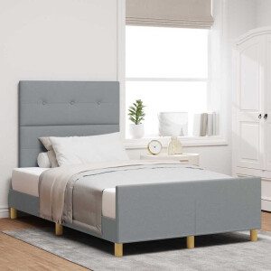 vidaXL Bedframe met hoofdeinde Lichtgrijs 120 x 190 cm Stof