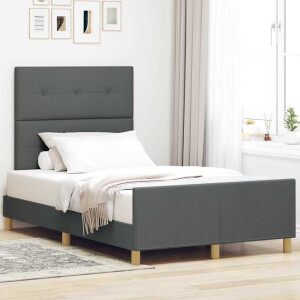 vidaXL Bedframe met hoofdeinde Donkergrijs 120 x 200 cm Stof