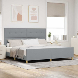 vidaXL Bedframe met hoofdeinde Lichtgrijs 200 x 200 cm Stof