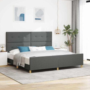 vidaXL Bedframe met hoofdeinde Donkergrijs 200 x 200 cm Stof