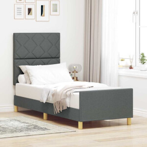 vidaXL Bedframe met hoofdeinde Donkergrijs 80 x 200 cm Stof