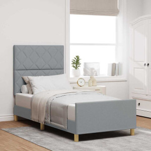 vidaXL Bedframe met hoofdeinde Lichtgrijs 90 x 190 cm Stof