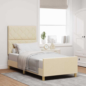 vidaXL Bedframe met hoofdeinde Crème 100 x 200 cm Stof