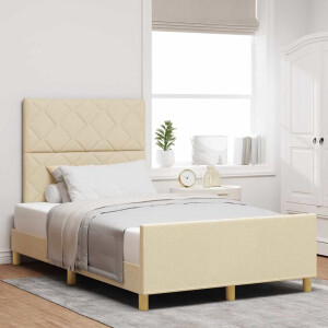 vidaXL Bedframe met hoofdeinde Crème 120 x 200 cm Stof
