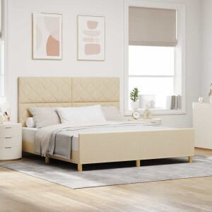 vidaXL Bedframe met hoofdeinde Crème 180 x 200 cm Stof