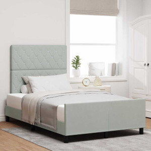 vidaXL Boxspringbed met hoofdeinde Lichtgrijs 120 x 200 cm Fluweel