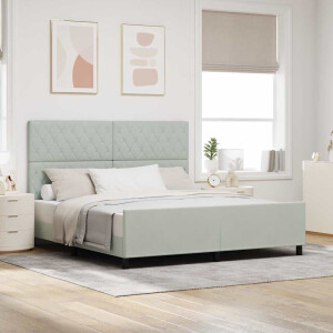 vidaXL Boxspringbed met hoofdeinde Lichtgrijs 180 x 200 cm Fluweel