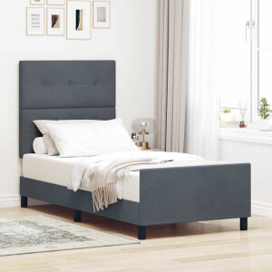 vidaXL Boxspringbed met hoofdeinde Donkergrijs 90 x 200 cm Fluweel
