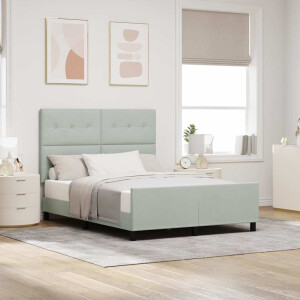 vidaXL Boxspringbed met hoofdeinde Lichtgrijs 140 x 200 cm Fluweel
