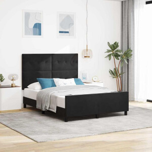 vidaXL Boxspringbed met hoofdeinde Zwart 140 x 200 cm Fluweel