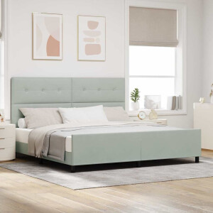 vidaXL Boxspringbed met hoofdeinde Lichtgrijs 200 x 200 cm Fluweel