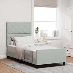 vidaXL Boxspringbed met hoofdeinde Lichtgrijs 90 x 190 cm Fluweel