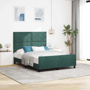vidaXL Boxspringbed met hoofdeinde Donkergroen 140 x 190 cm Fluweel