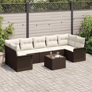 vidaXL Tuin Sofa Set met kussen 8 pcs Bruin en Crème poly rattan