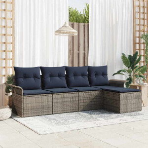 vidaXL Tuin Sofa Set met opslag 5 pcs Grijs poly rattan