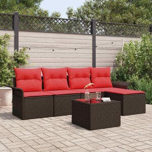 vidaXL Tuin Sofa Set met opslag 6 pcs Bruin poly rattan