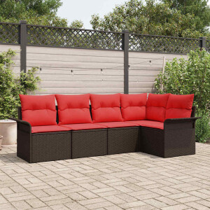 vidaXL Tuin Sofa Set met opslag 5 pcs Bruin poly rattan