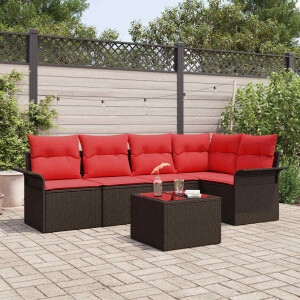 vidaXL Tuin Sofa Set met opslag 6 pcs Bruin poly rattan