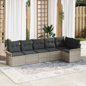 vidaXL Tuin Sofa Set met opslag 6 pcs Lichtgrijs poly rattan
