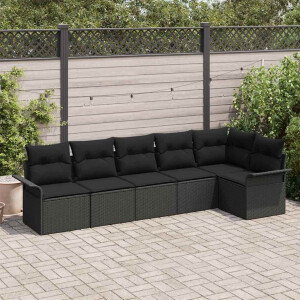 vidaXL Tuin Sofa Set met kussen met opslag 6 pcs Zwart Poly riet