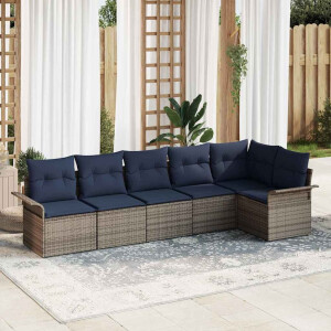 vidaXL Tuin Sofa Set met opslag 6 pcs Grijs poly rattan