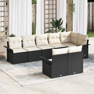 vidaXL Tuin Sofa Set met opslag 8 pcs Zwart poly rattan
