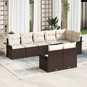 vidaXL Tuin Sofa Set met opslag 8 pcs Bruin poly rattan