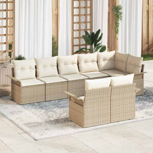 vidaXL Tuin Sofa Set met opslag 8 pcs Beige poly rattan