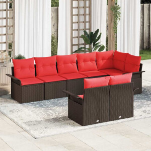 vidaXL Tuin Sofa Set met opslag 8 pcs Bruin poly rattan