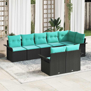 vidaXL Tuin Sofa Set met opslag 8 pcs Zwart poly rattan