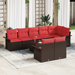 vidaXL Tuin Sofa Set met opslag 9 pcs Bruin poly rattan