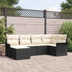 vidaXL Tuin Sofa Set met opslag 6 pcs Zwart poly rattan