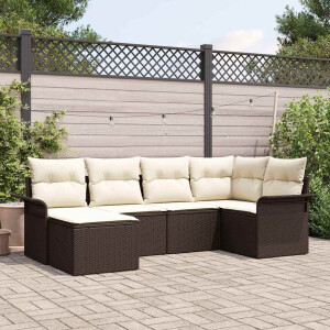 vidaXL Tuin Sofa Set met kussen met opslag 6 pcs Bruin Poly riet