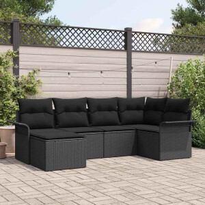vidaXL Tuin Sofa Set met opslag 6 pcs Zwart poly rattan