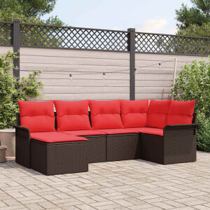 vidaXL Tuin Sofa Set met opslag 6 pcs Bruin poly rattan