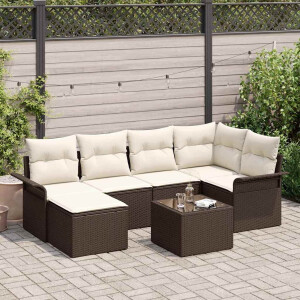 vidaXL Tuin Sofa Set met opslag 7 pcs Bruin poly rattan