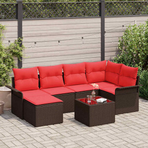 vidaXL Tuin Sofa Set met opslag 7 pcs Bruin poly rattan