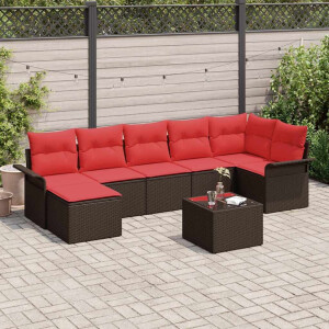 vidaXL Tuin Sofa Set met opslag 8 pcs Bruin poly rattan