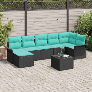vidaXL Tuin Sofa Set met opslag 8 pcs Zwart poly rattan