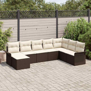 vidaXL Tuin Sofa Set met kussen met opslag 8 pcs Bruin Poly riet