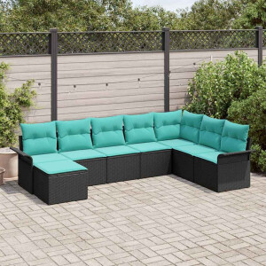 vidaXL Tuin Sofa Set met kussen met opslag 8 pcs Zwart Poly riet