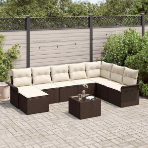vidaXL Tuin Sofa Set met kussen met opslag 9 pcs Grijs Poly riet