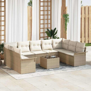 vidaXL Tuin Sofa Set met opslag 10 pcs Bruin poly rattan