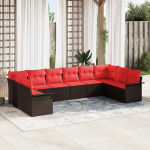 vidaXL Tuin Sofa Set met opslag 10 pcs Beige poly rattan