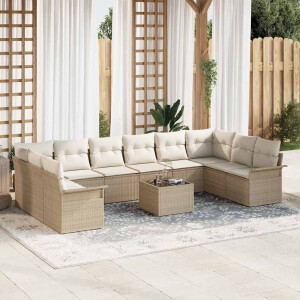 vidaXL Tuin Sofa Set met opslag 11 pcs Bruin poly rattan